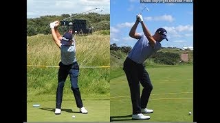 Justin Thomas golf swing  Long Iron faceon amp downtheline July 2017 [upl. by Eremihc]