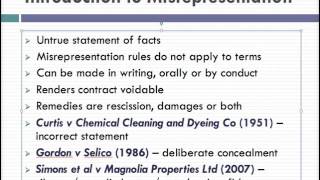 Misrepresentation Lecture 1 of 4 [upl. by Rakel715]